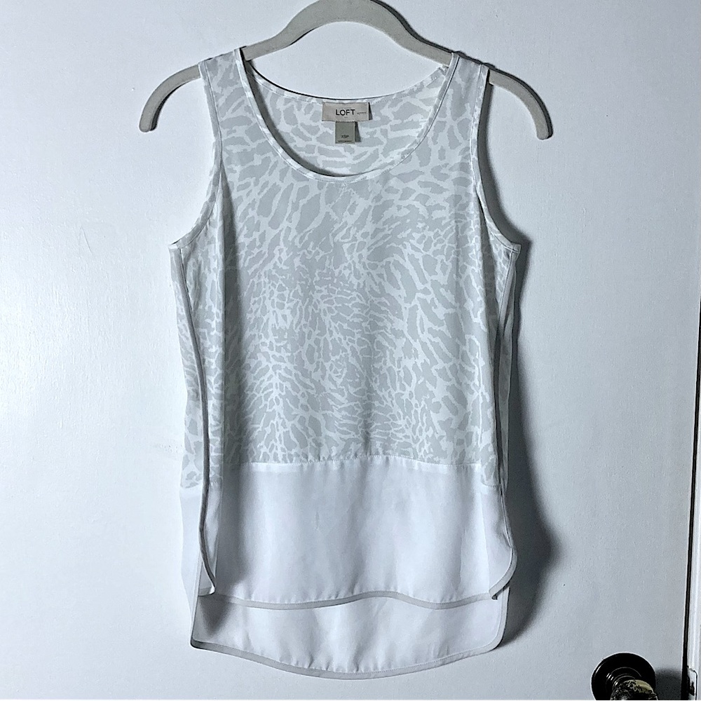 LOFT White Patterned Tank Top